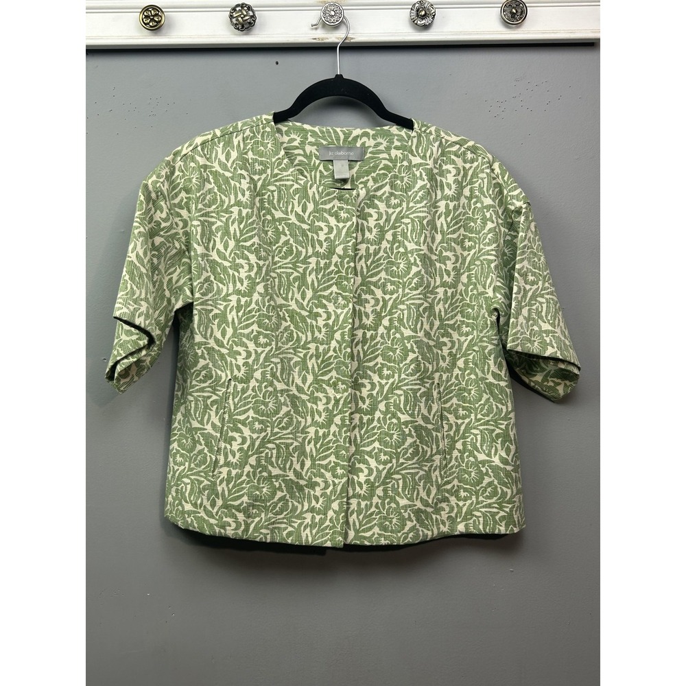 Liz Claiborne Jacket Womens Small Floral Short Sleeve Pockets Lightweight Casual